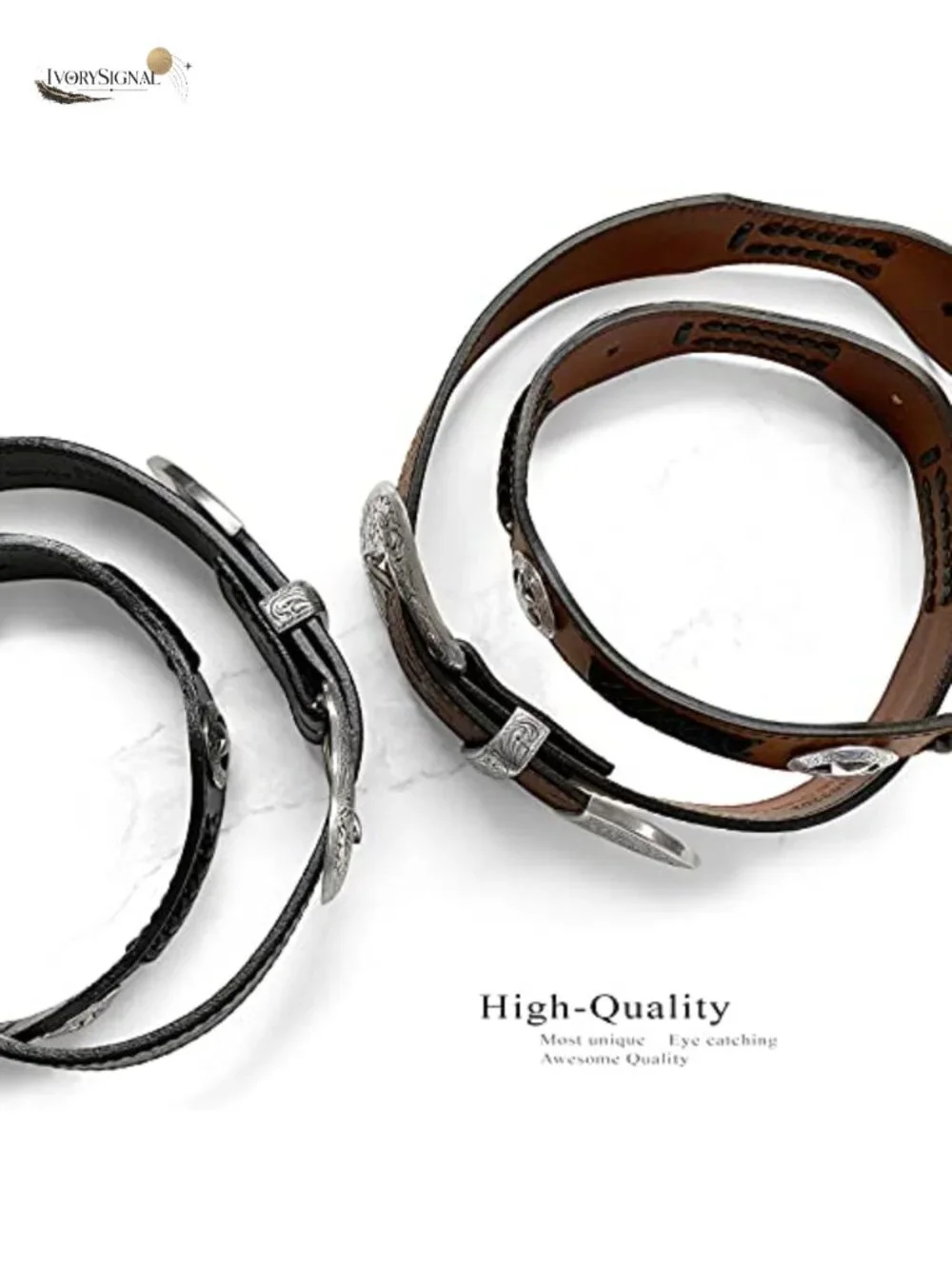 Western Floral Engraved Conchos Belt Genuine Full Grain Leather 1.5